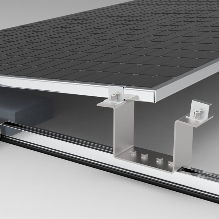 east-west aluminum ballasted flat roof solar bracket racking system (7)