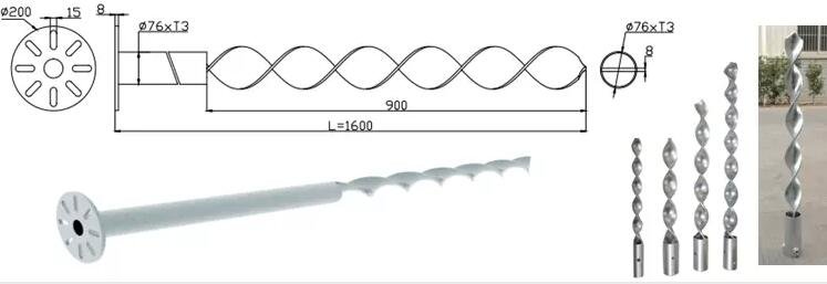 Ribbon Screw Pile：F76 T3.0 L1600